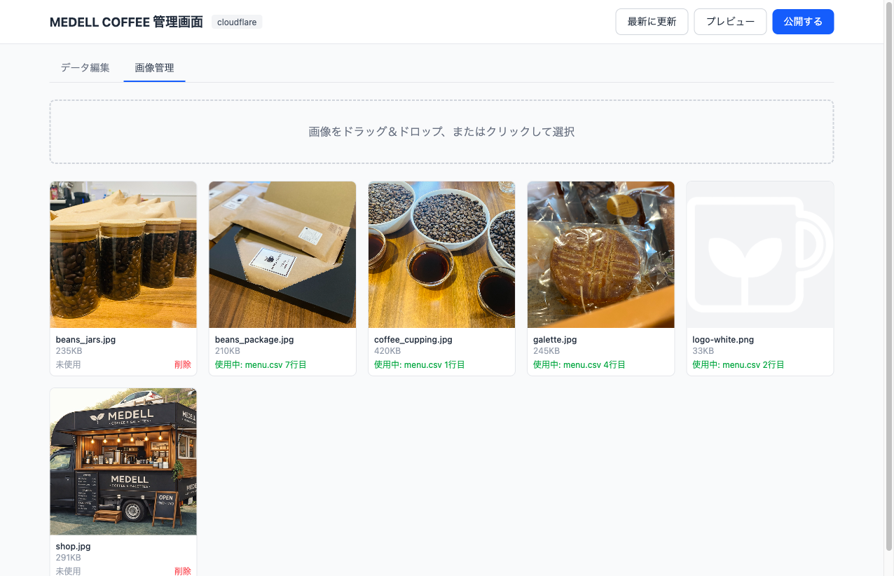 管理画面 - 画像管理